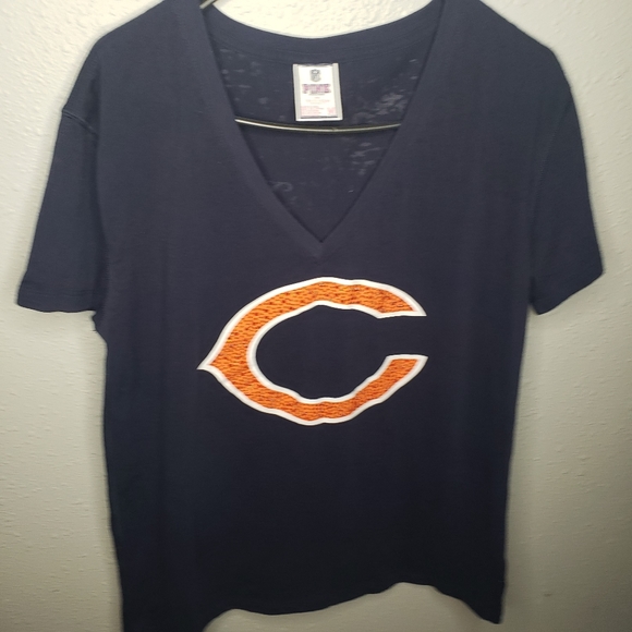PINK Victoria's Secret Tops - Pink Chicago Bears Navy Blue blingy logo embellished t shirt Sz medium